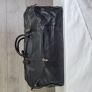 Dakota Tumi Black Leather Duffle Bag Handbag Tote